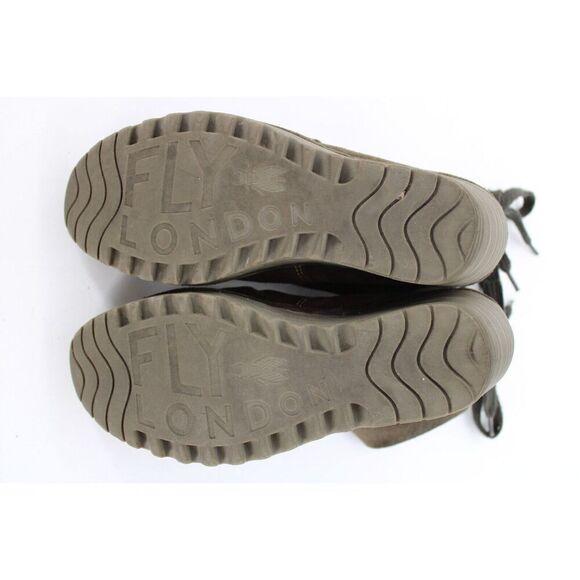 Fly London Boots Ankle Booties Brown Suede Wedge Ankle Lace/Tie Size 38 - Picture 11 of 11